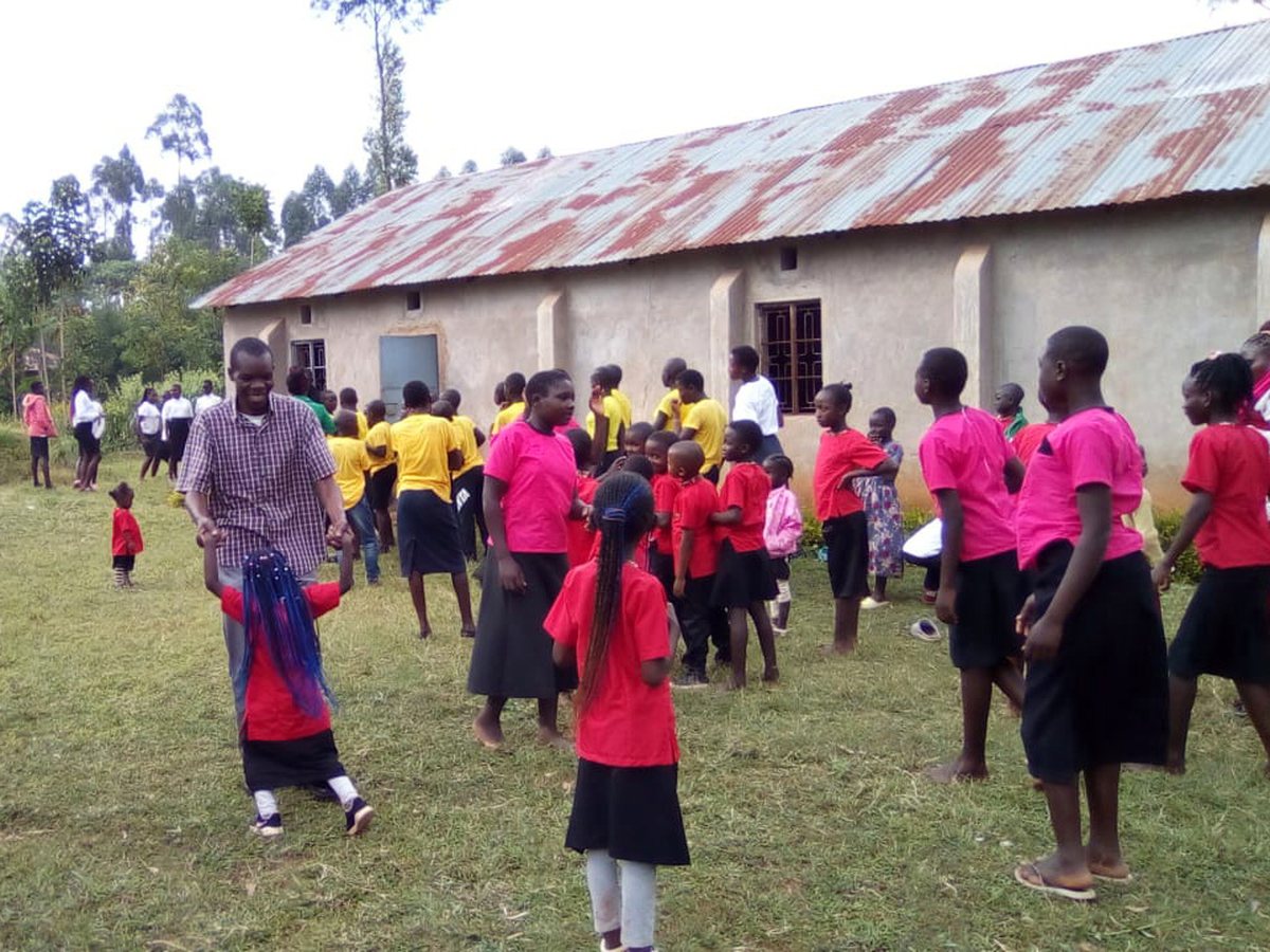 Children arriving at a church for a Character Code for Life children's camp in western Kenya.