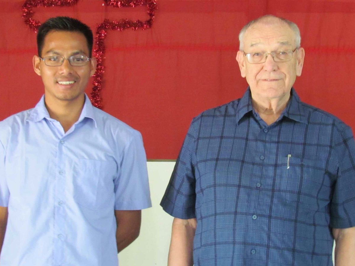 Jacob Tubal, ICP project director in Myanmar, with ICP president Bill Johnson.